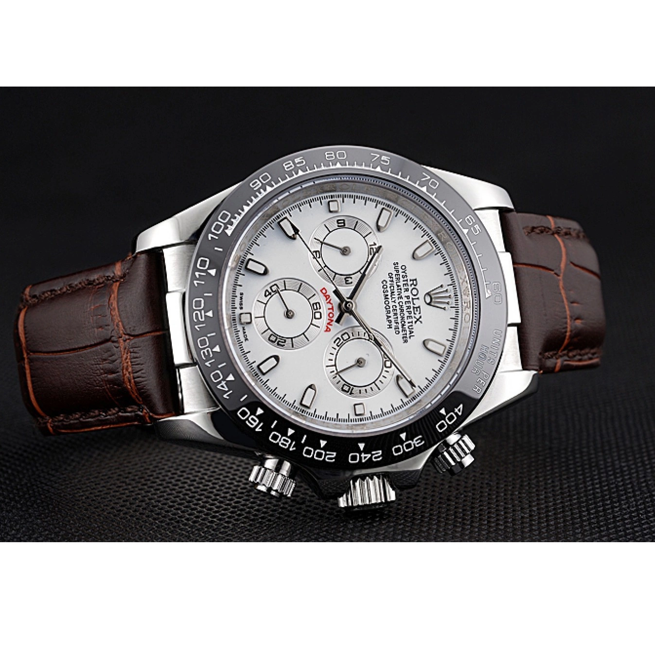 Rolex copies cheap Case Daytona Leather Stainless Steel Bracelet Brown 622631 White Dial Rolex Cosmograph 0816